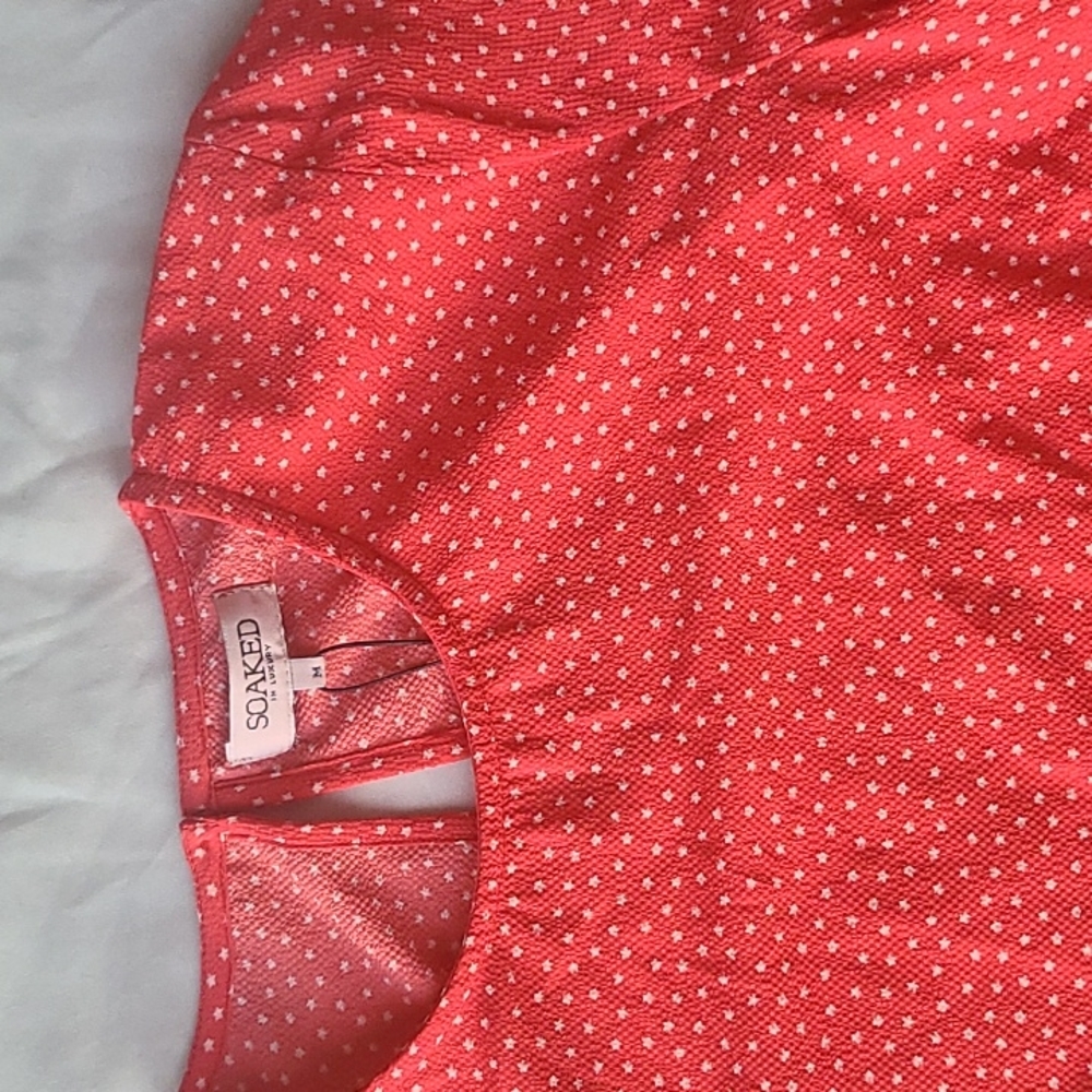 SOAKED long sleeve red w/ whit stars blouse NWT szM [1076]